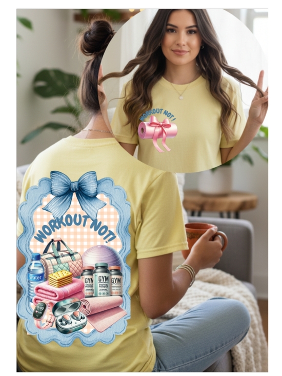 Gildan Tops - Gildan Yellow "Workout Not!" Gym Graphic Short Sleeve Tee